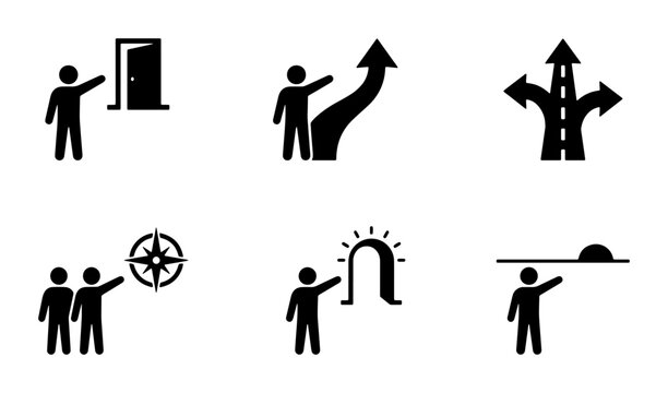 Decision Making Icons: Path Choices, Direction, Opportunity, Navigation, Strategy, Business Solutions