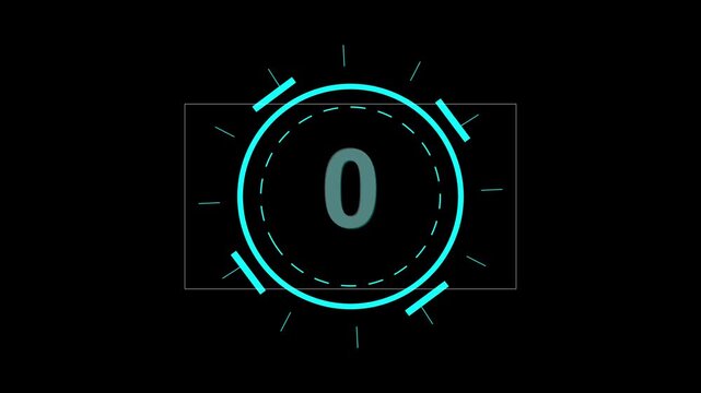 Neon five second digital countdown timer on black background