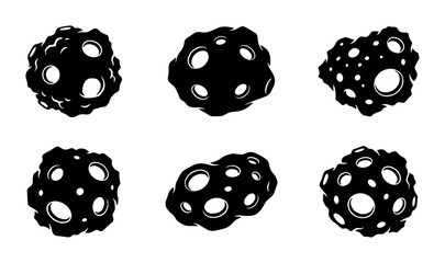 Abstract Asteroid Icons, Space Rocks Vector Set, Celestial Body Graphics, Cosmic Debris Illustrations © Sohan
