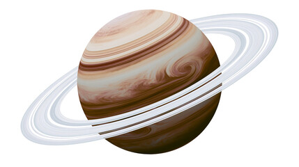 Gas giant planet Saturn with prominent rings, isolated on transparent background © Matteo