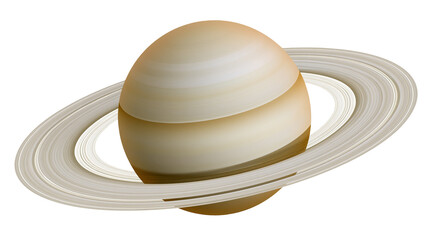 Gas giant planet Saturn with prominent rings, isolated on transparent background © Matteo