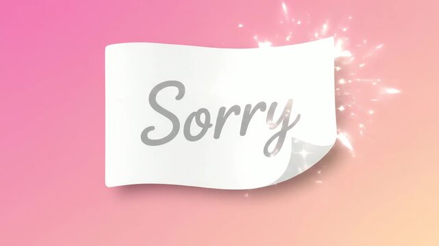 Sorry text on white paper note against pink background