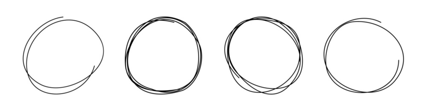 Set of Messy Line Art Round Shapes