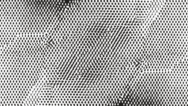 abstract halftone glitch art texture with black and white dotted moire pattern and digital distortion