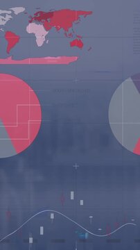 Animation of statistical data processing over grid network against aerial view of cityscape
