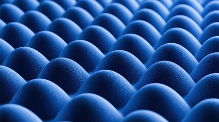 Obraz premium A blue soft grid made of rounded bumps with a tactile surface, set against a simple modern backdrop.