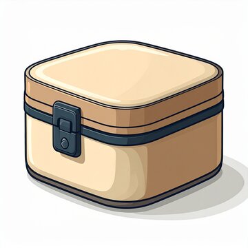 A minimalist beige storage container with a secure latch mechanism perfect for organizing home accessories and keeping small personal items safe.