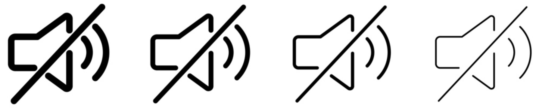 Mute volume line icon for sound control interface