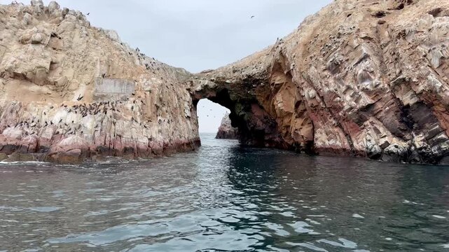 Natural Rock Arch and Seabird Colonies at the Ballestas Islands in Paracas, Peru