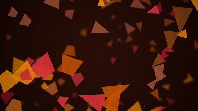Abstract Geometric Pattern Background with Falling Red and Orange Shapes