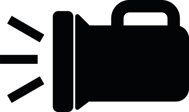 Black flashlight torch with light beams icon transparent PNG