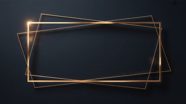 Golden frames with glowing light flares overlap on a dark minimalist background, creating an elegant border for premium designs.