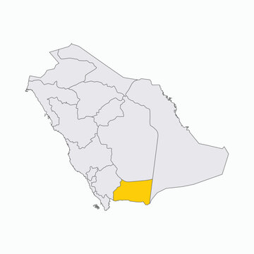 Najran Province Highlighted on Saudi Arabia Map