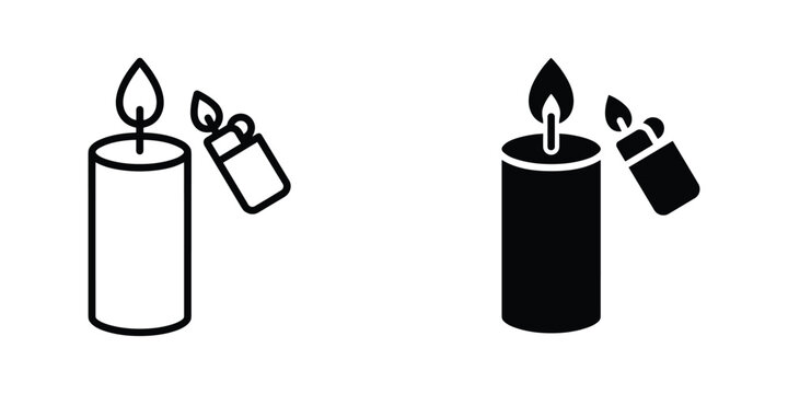 Candle being lit by lighter vector illustration for logo design