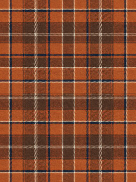Seamless autumn plaid fabric texture with orange and brown