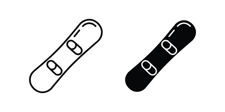 Snowboard vector illustration with outline and solid glyph icons