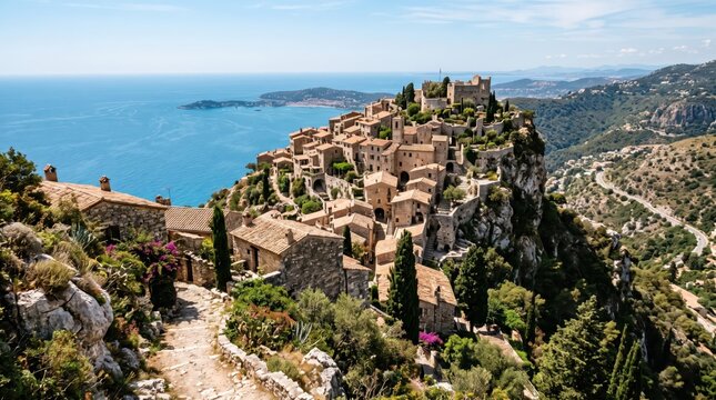 France &Egrave;ze Village Seaside Cliff Village View