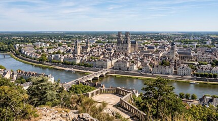 Obraz premium France Orléans Historic River City View
