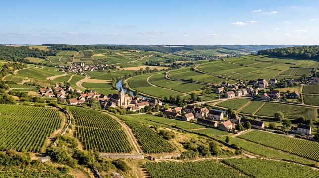 France Chablis Vineyards Vineyard Hills View