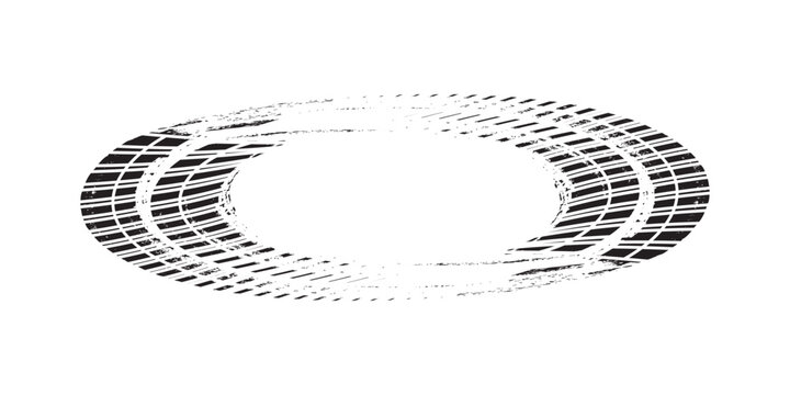 Grunge Circular Tire Track Ring Skid Mark Wheel Tread Stamp Abstract Texture Background