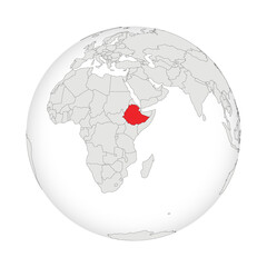 Obraz premium Location map of Ethiopia.Ethiopia on globe