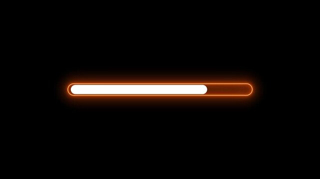 Glowing orange progress bar loading animation isolated on black background, for ui ux, status indicator