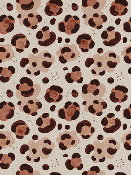 Seamless leopard print pattern in watercolor style