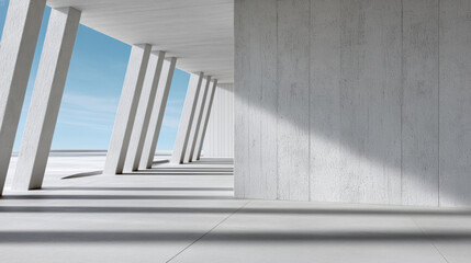 Obraz premium Modern architecture concrete column minimal design light shadow blue sky outdoor geometric perspective abstract clean