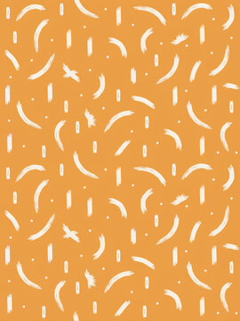Abstract seamless pattern with brush strokes and dots
