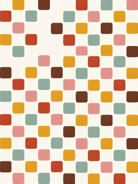 Retro midcentury modern geometric pattern with colorful squares