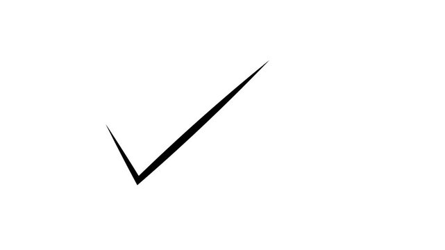 tik mark black icon animation. black background check mark 4k video. Hand-Drawn tik Mark Animation on Black Background Animated OK Check Mark Icon Checkbox or Tick Doodle Animation.