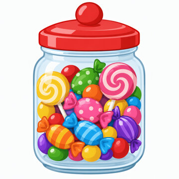 colorful candy in a glass jar