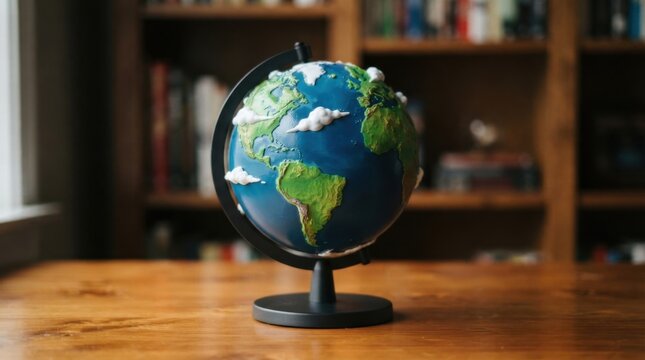World Globe on Desk in Library