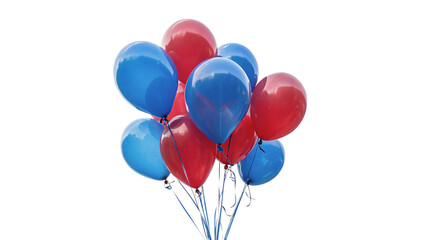 Bunch of red and blue glossy helium balloons floating together isolated party decoration © Arthur