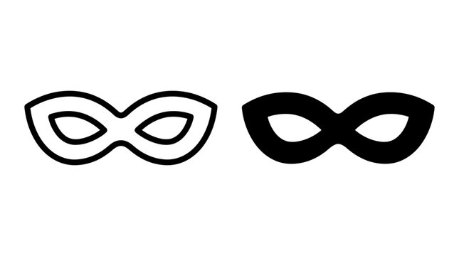 Masquerade carnival eye mask silhouette outline vector graphic icon set with masquerade carnival silhouette festival disguise mysterious superhero accessory illustration
