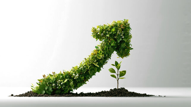 Botanical graph arrow sapling growth green plant upward curve