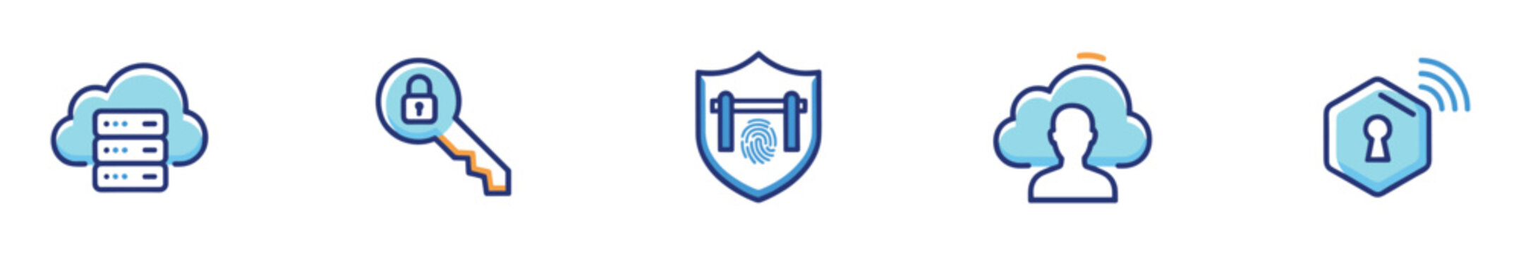 Cyber security icon set with cloud and key for data protection