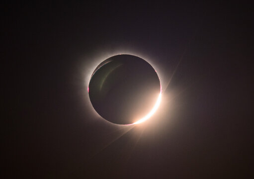 Total solar eclipse with a brilliant diamond ring effect