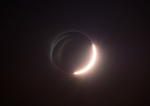 Total solar eclipse showing the diamond ring effect