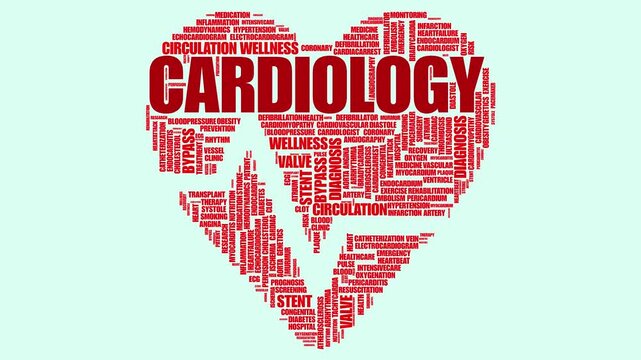 Cardiology Heart Tag Cloud Animation &ndash; Cardiovascular Health