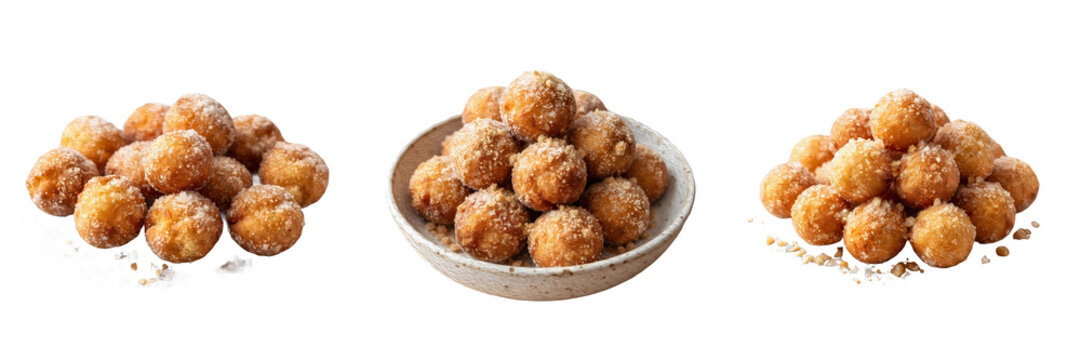 Fried potato tater tots crispy golden rounds delicious bite sized snack piled high savory baked potato nuggets crunchy appetizer isolated on white background stock photo