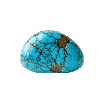 Natural turquoise gemstone with matrix, isolated on transparent background