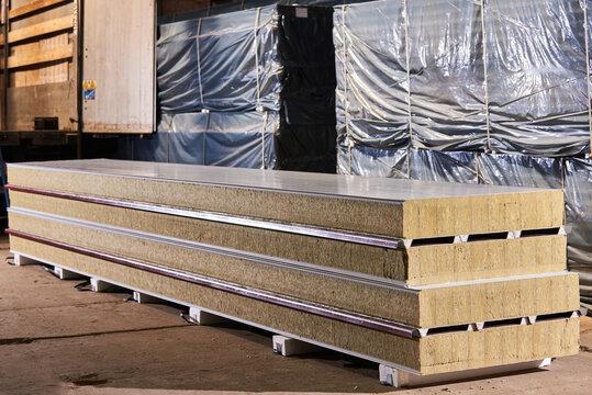 Stacked Sandwich Panels with Mineral Wool Core for Building Construction