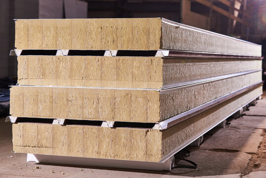 Stacked Sandwich Panels with Mineral Wool Core for Building Construction