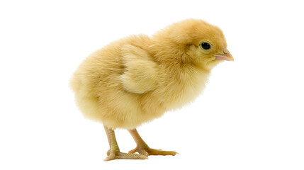 Fluffy yellow chick with delicate feathers, isolated on transparent background © Marcel