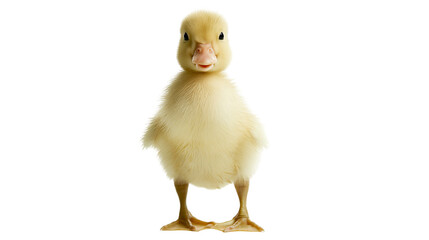 Fluffy yellow duckling standing, isolated on transparent background © Marcel