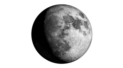 Detailed grey moon surface with craters, isolated on transparent background © Marcel