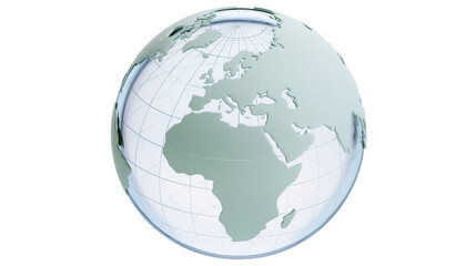 Fototapeta premium Clear glass globe showing Europe and Africa, isolated on transparent background