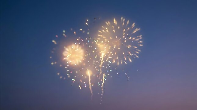 Golden fireworks exploding in night sky for celebration.