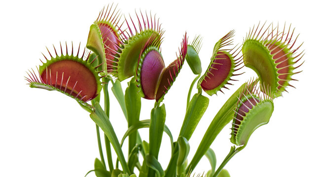 Dionaea muscipula Venus flytrap plant with open jaws, isolated on transparent background